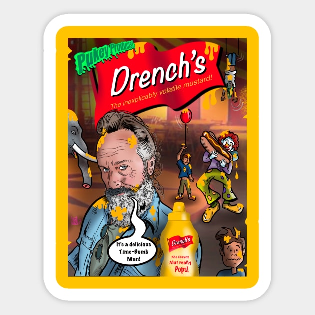 Pukey products 44 "Drench's Mustard Sticker by Popoffthepage